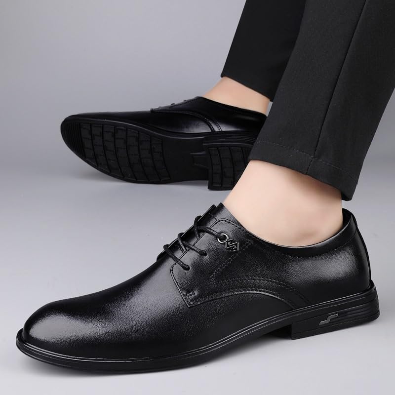 Men's Fashion Classic Pointed Toe Lace-up Formal Business Oxfords Shoes for Men Wedding Casual Black Derby Shoes2