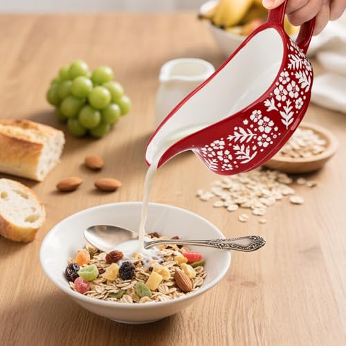 ZOOFOX 2 Pack 17oz Gravy Boat, Ceramic Sauce Boat with Easy-Pour Spout and Handle, Large Gravy Bowl for Sauces, Dressings, Creamer, Thanksgiving, Christmas, Microwave and Dishwasher Safe