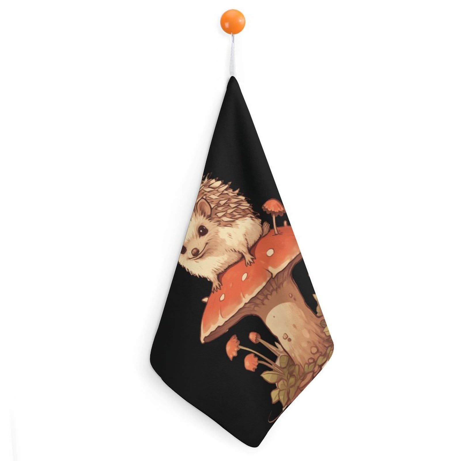 TXFBTRFSA Mushroom Hedgehog Hand Towels with Hanging Loop Kitchen Towel Handkerchiefs Cleaning Cloths