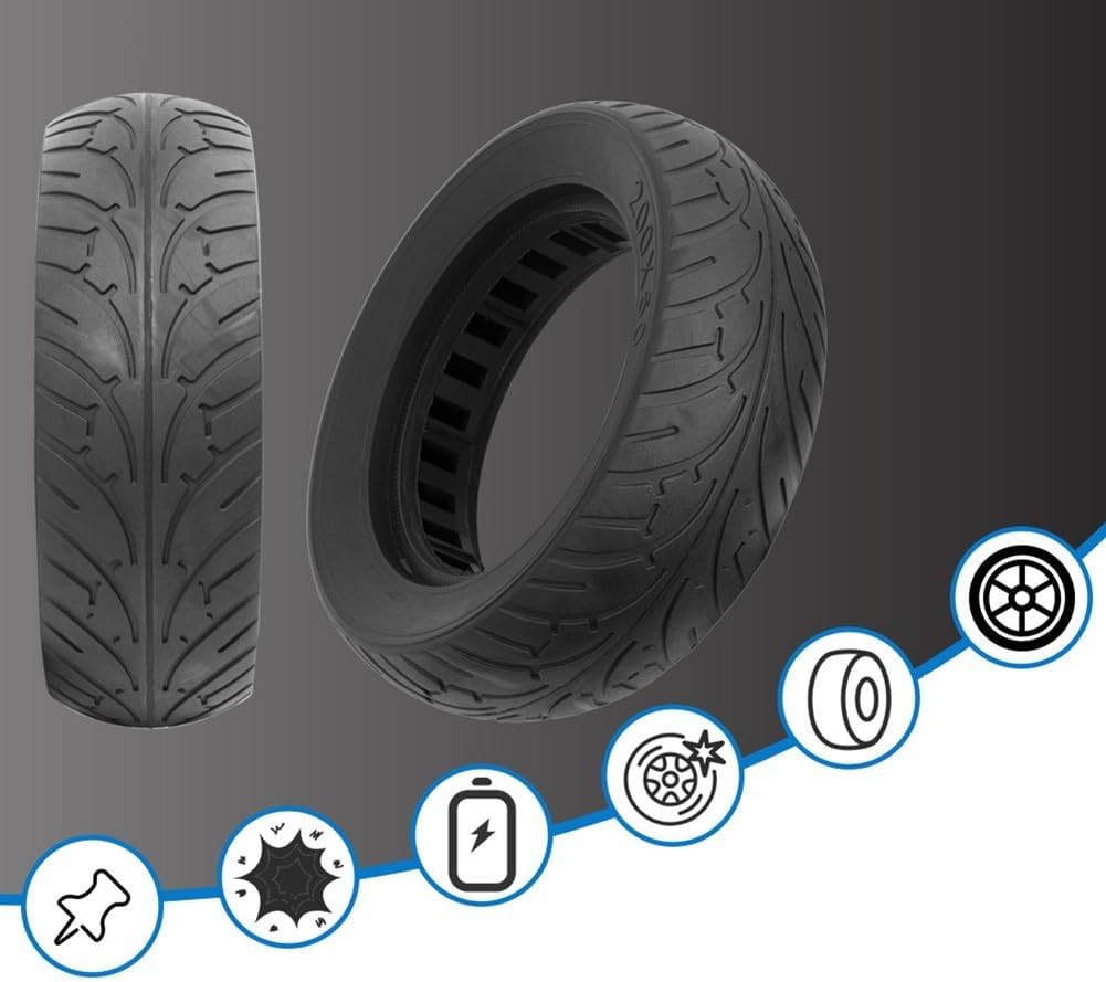 8 inch 200x60 Solid Tire for ZERO 8 Electric Scooter - Explosion‑Proof Anti-Puncture Rubber Tire Escooter Replacement Parts