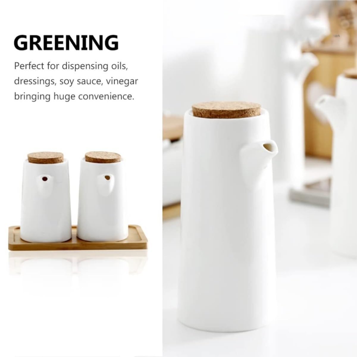 Dispenser per Salsa di Soia Set Di Bottiglie For Olio E Aceto In Ceramica Da Cucina, Dispenser For Salsa E Condimento Con Vassoio Contenitore Dell'olio