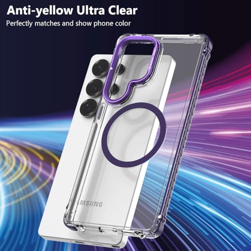 Nvollnoe for Samsung S25 Ultra Case Compatible with MagSafe Military Grade Shockproof Heavy Duty Protective Adjustable Kickstand Ultra Clear Magnetic Phone Case for Samsung S25 Ultra(Purple) by Nvollnoe - Used condition - Image 4