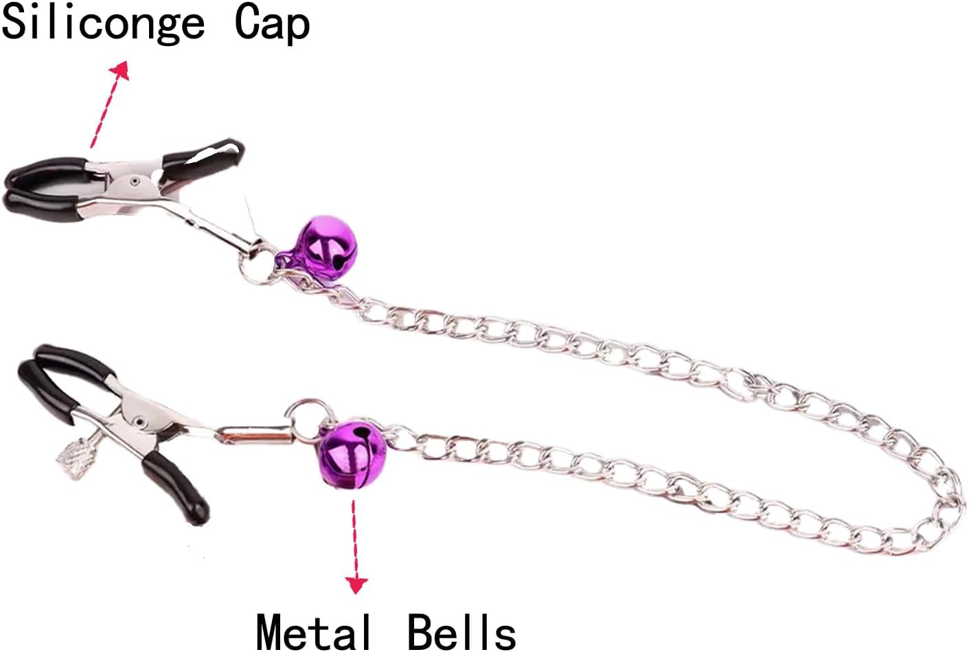 Nipple Clamps with Chain & Bell, BDSM Adjustable Metal Nipple Toys, Bondage Couples Sex Toys, Sexual Pleasure Tools for Adult Play