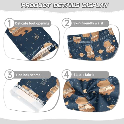 ALAZA Girls' Leggings Children's Yoga Pants Skinny Printed Dance Astronaut Capybara Comfortable 4T2