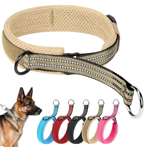 Ledeak Collar Martingale, Collares Táctico para Perros Ajustable, Collar Perro Nylon, Collares Antitirones Antiescape para Perros, Prueba de Escape, Medianos y Grandes (Caqui, L)