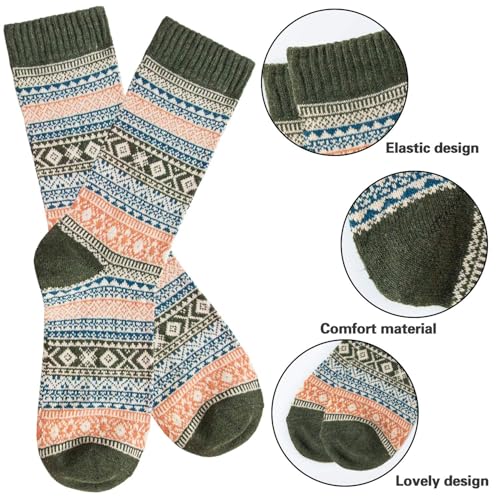 Mens Wool Socks for Winter Thick Warm Hiking Sock Soft Casual Nordic Boot Socks3