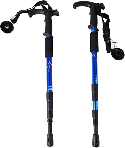 Bastón de senderismo, 2 piezas plegables para senderismo, caminar y caminar nórdico, bastón ajustable, bastón de montañismo de aleación de aluminio,