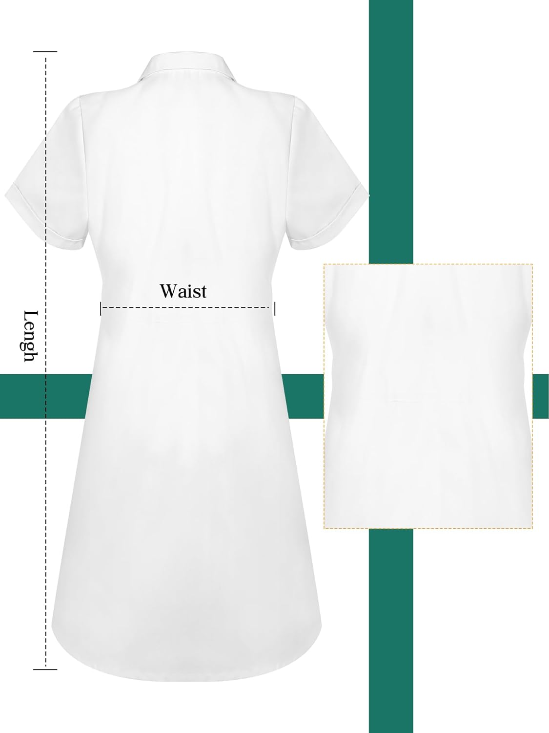 Hercicy Nurse Dress Costume Set for Women White Short Sleeve Medical Lab Coat Nurse Cap Footed Pantyhose Halloween Cosplay - Image 2