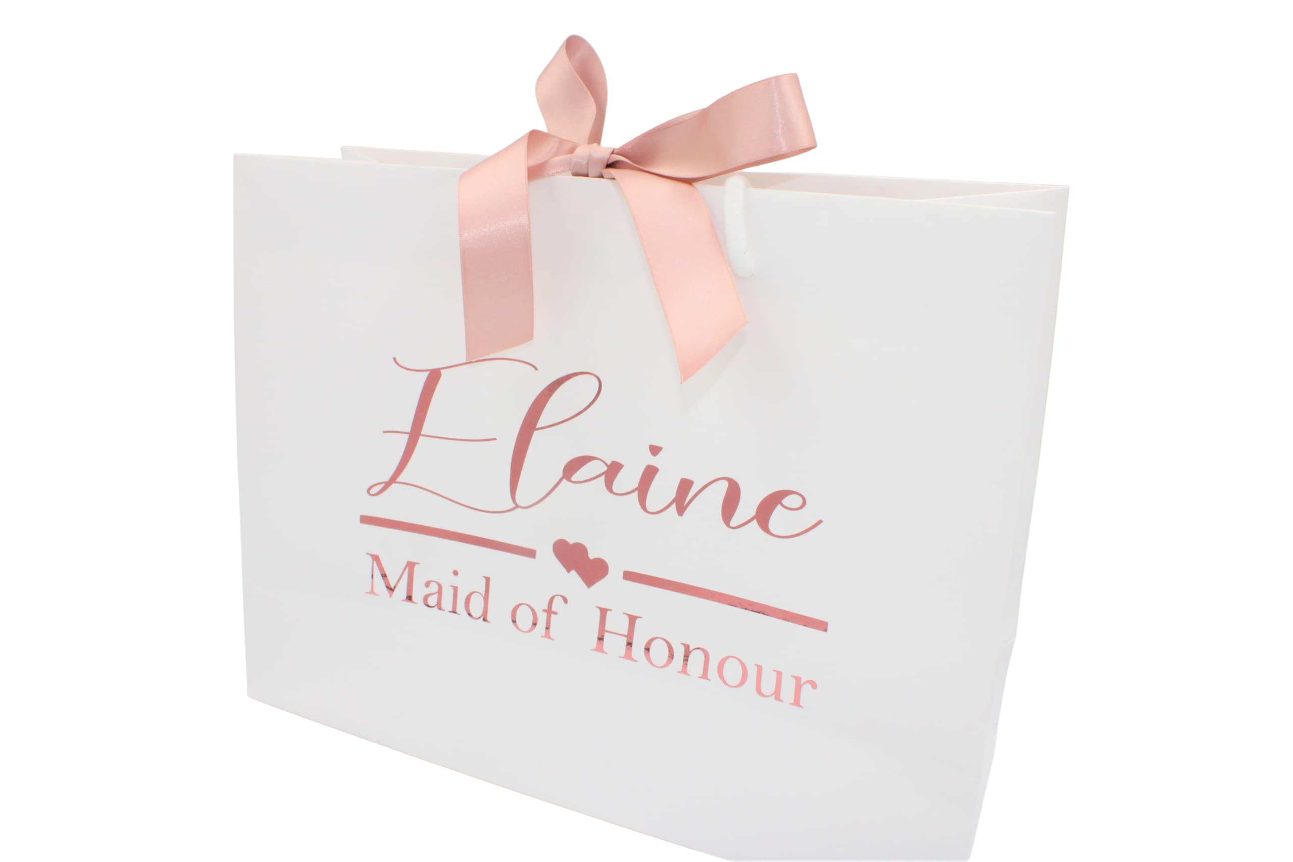 Luxury Gift Bag with Rope Handle | Personalised Gift Bags for Birthdays, Weddings, Bridal Party | Custom Gift Bags (WHITE - LARGE) — image 1