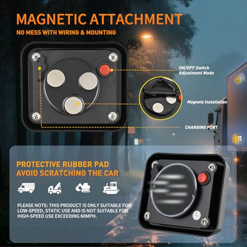 Image of Nilight 12LED Magnetic Wireless Trailer Lights 2PCS Amber and White