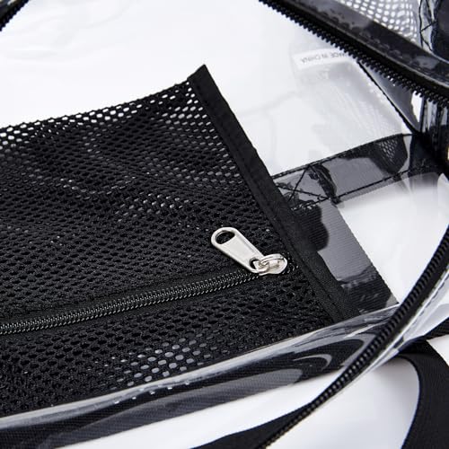 Image of Clear Tote Bag Transparent Stadium Shoulder for Women Clear Cross Body Messenger with Front Pocket and Adjustable Strap 2pack