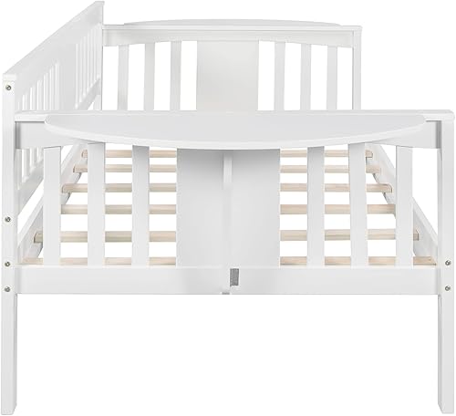 Miniatura 6 de Sofá cama individual, marco de cama de madera para niños y adultos, sofá cama tamaño individual para dormitorio, sala de estar, color blanco