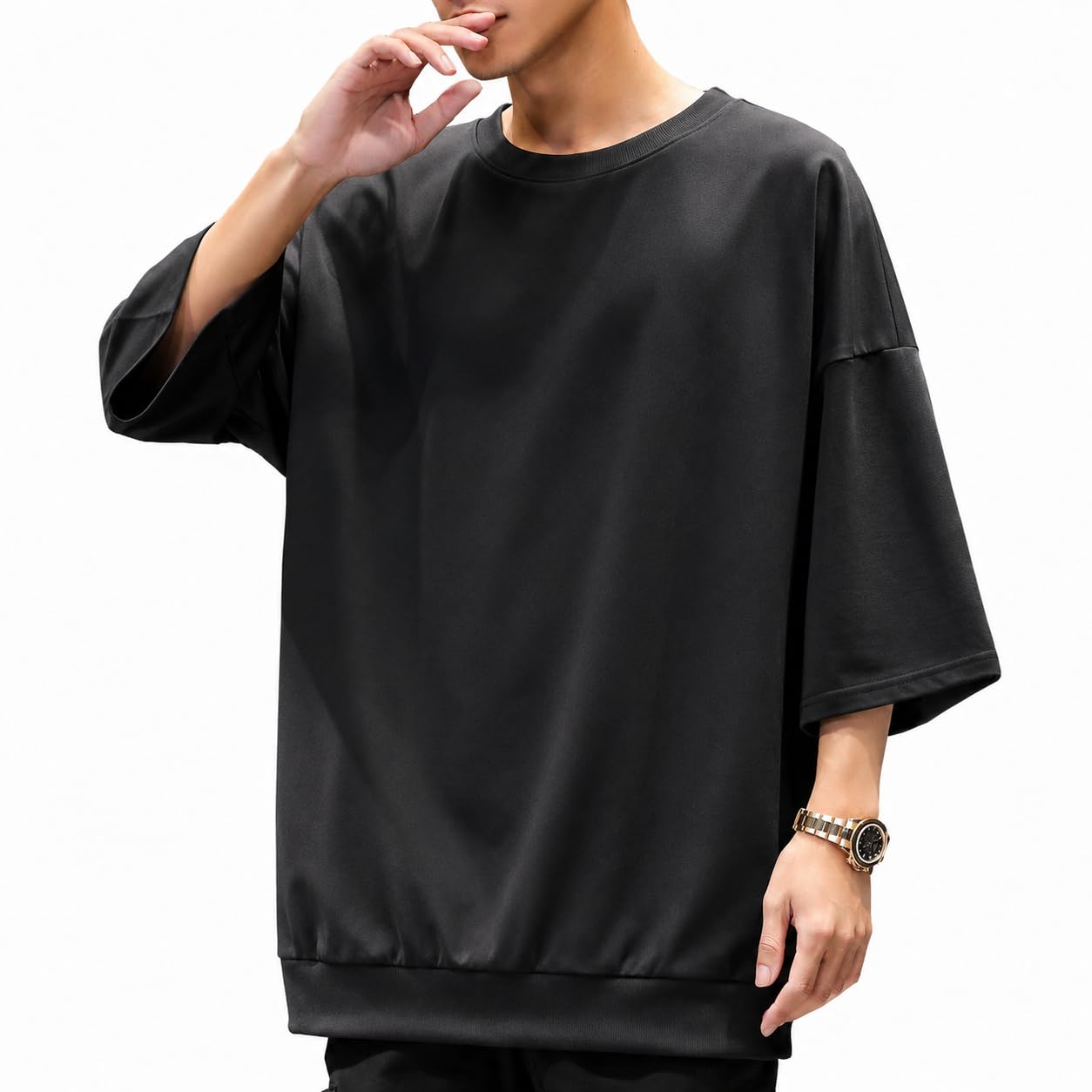 Amazon | [YIMANIE] Tシャツ メンズ 七分袖 ビッグシルエット オーバー