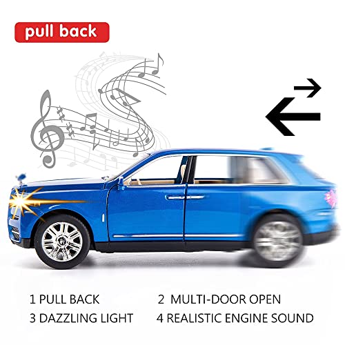 Image of DEUSON ECOM 1:24 Big Scale RR Cullinan Toy Car for Kids Diecast Model Alloy Metal Cars with Light Sound Pullback Openable Door, Red