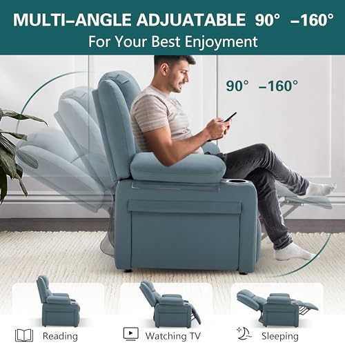 Sillón reclinable con calefacción y masaje azul miniatura 3