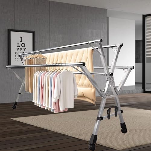 Séchoir à linge pliable extensible de 200 cm en acier inoxydable - 7