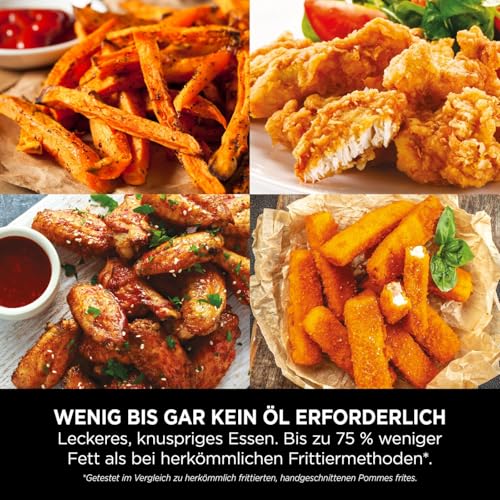 Ninja Luftfritteuse 4,7L 3in1 Luftfritteuse Fritteuse Heißluftfritteuse Heißluftfritteuse 1-2 Portionen Digital Tiefkühlfach Antihaft-Fritteuse Frittierkorb 2000W Schwarz AF110EU