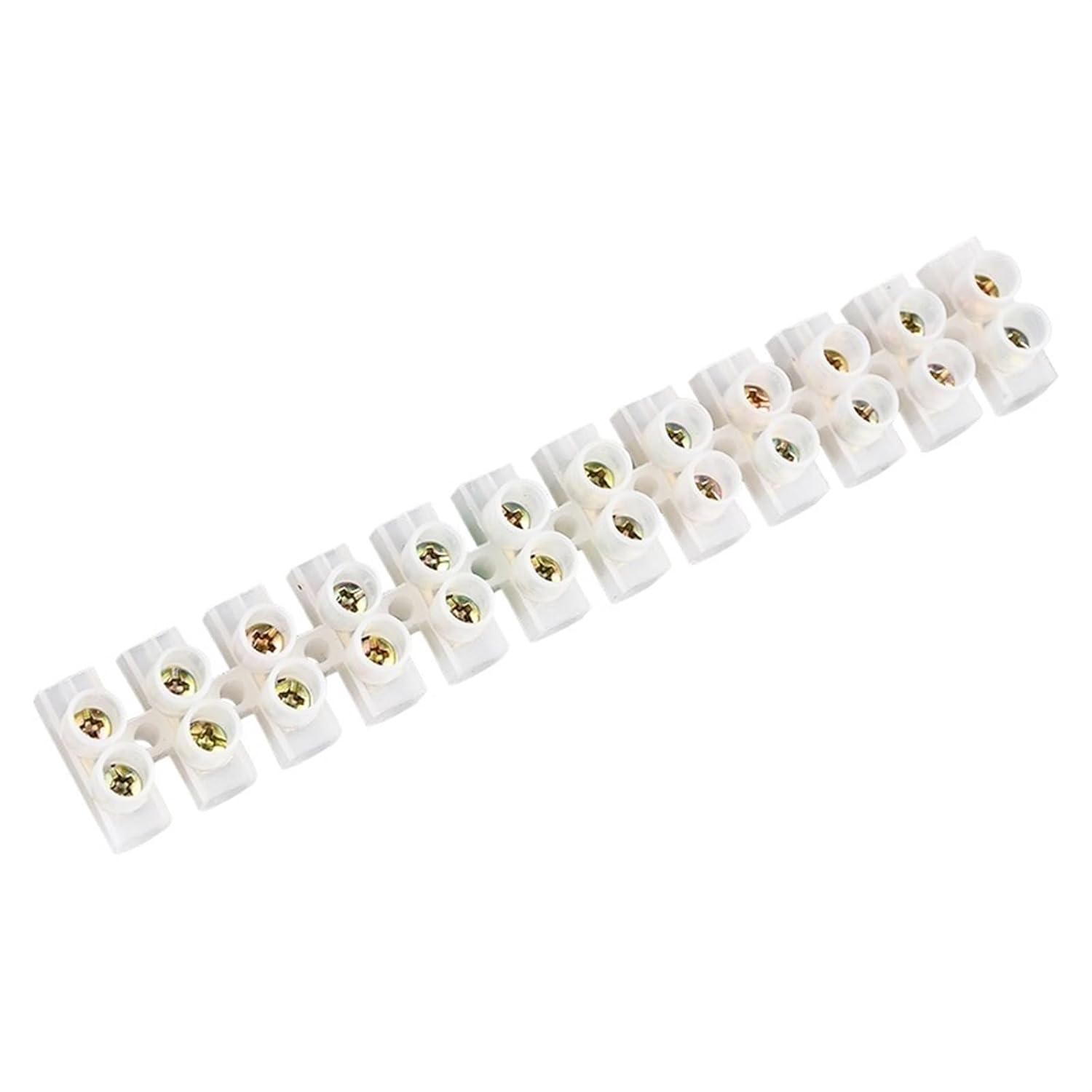 5/2pcs X3 Nylon Terminal Block 5/10/20/30/60/100A 12 Positon Plastic Bit Wire Connector Fixed Screws White Copper Inside Clip(60A 12P (5Pcs))