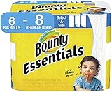 Bounty Essentials Select-A-Size Paper Towels, 6 Big Rolls = 8 Regular Rolls