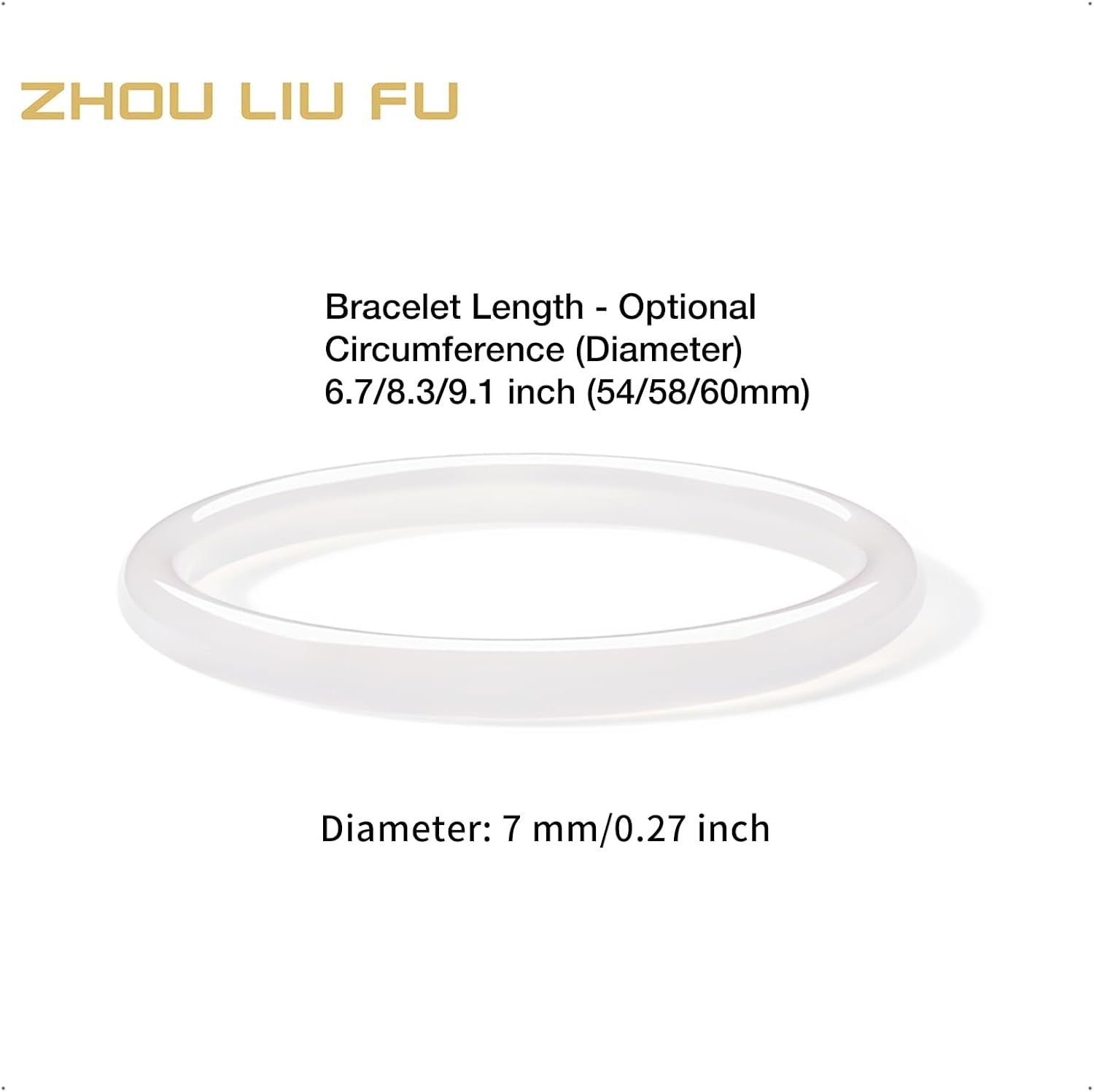 ZHOU LIU FU Bangle Bracelets for Women Blue Green White Chalcedony Round Bracelets Natural Gemstone Lucky Accessory Gift with Certificate Her Mom