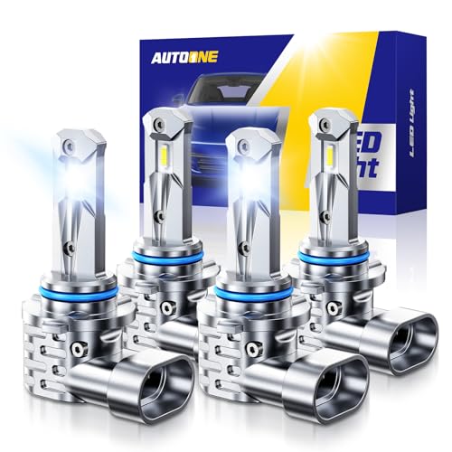 Image of AUTOONE 9005 9006 Light Bulbs Combo, Super Bright 6000K Cool White, 1:1 Mini Halogen Size 9005 HB3 & 9006 HB4 Accessory Fog Light, Non-Polarity Plug and Play, Pack of 4