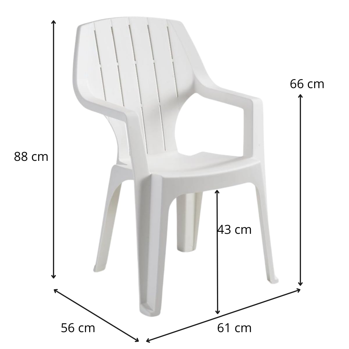 Tomaino - Silla de jardín de plástico apilable – Juego de 6 sillas para exterior con respaldo alto efecto madera (blanco nuevo)