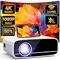 TMY Projector with WiFi and Bluetooth, Native 1080P Mini Projector, Portable Projector wirh 50% Zoom, Compatible with TV Stick/Phone/PC/DVD/HDMI/USB/TF, Movie Projector for Home Bedroom