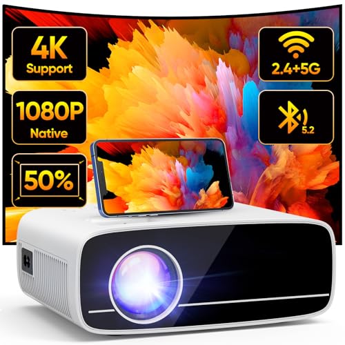 TMY Projector with WiFi and Bluetooth, Native 1080P Mini Projector, Portable Projector wirh 50%...