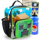 Minecraft Lunch Box Set - Bundle with Lunch Bag for Boys Plus Water Bottle, Stickers, More | Minecraft Lunchbox for Kids, Boys