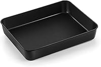 Vista 11 de TeamFar Sartén para lasaña, 12.3 x 9.75 x 2 pulgadas, rectangular de acero inoxidable para asar, hornear, saludable y resistente, superficie plateado