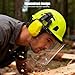 4-in-1 Industrial Chainsaw Helmet With Face Shield And Ear Muffs — Mesh & Clear Visors Included—Noise Suppression Ear Protectors Modifiable Splashplate For Forestry And Arborist Work