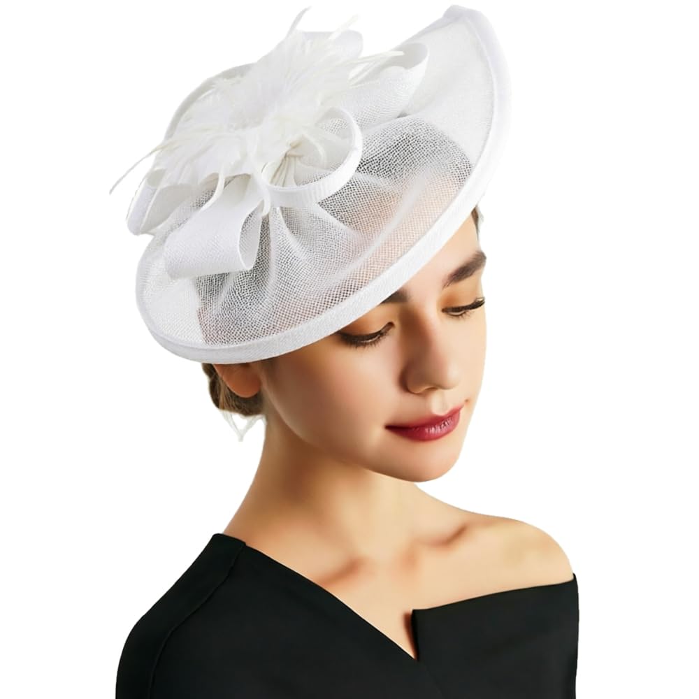DRESHOW Women Fascinator Hats Tea Party Hat Vintage Pillbox Hat Headband for Cocktail