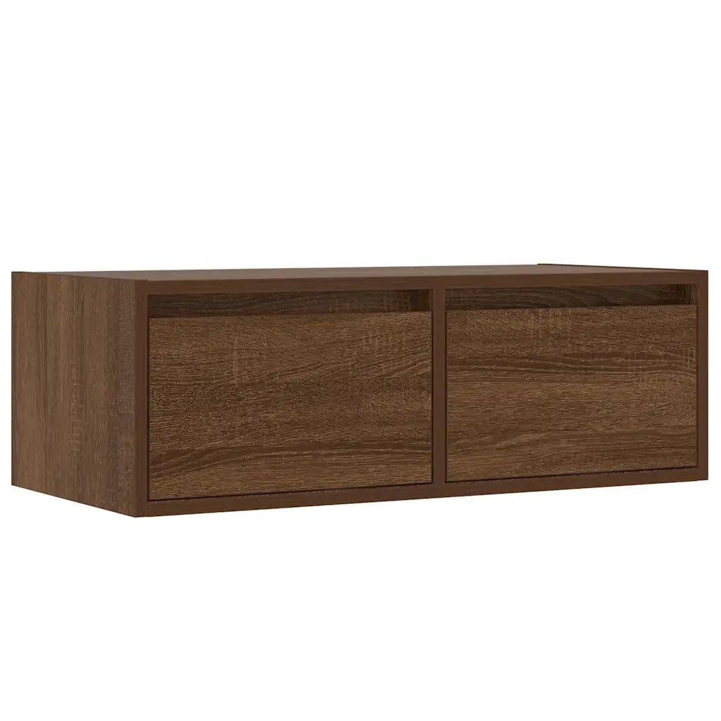 Mueble de TV de pared con luces LED, almacenamiento 75 x 35 x 25 cm, estilo moderno de madera de ingeniería, color marrón 02_0051324