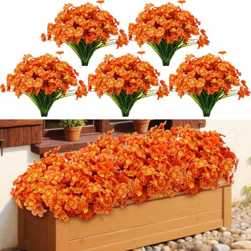 Lyrow Violet Artificial Flowers, Cluster, Bright Orange