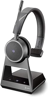 Plantronics - Voyager 4210 Office with Two-Way Base USB-A (Poly) - Bluetooth Single-Ear (Monaural) Headset - Connect to PC, Mac, & Desk Phone-Noise Canceling-Works with Teams (Certified), Zoom & more
