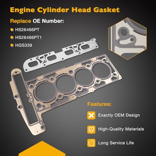 Image of IV323 EV314 2.4L Engine Head Gasket Set, Fit for 10-13 Chevrolet Equinox | Compatible with Captiva Sport Buick Lacrosse Verano GMC Terrain, Replace# HS26466PT S72196