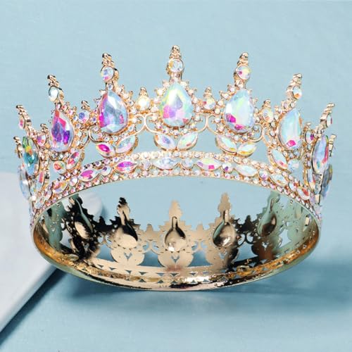 Tiara vintage de cristal dorada para peinados de boda delicados 4
