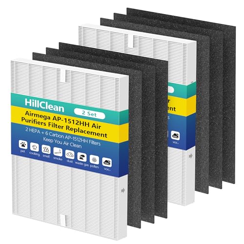 AP-1512HH Filter-Ersatz für Coway Airmega AP-1512HH und Airmega 200M Luftreiniger, 2 HEPA- und 6 Kohlefilter, im Vergleich zu Teilenummer 3304899