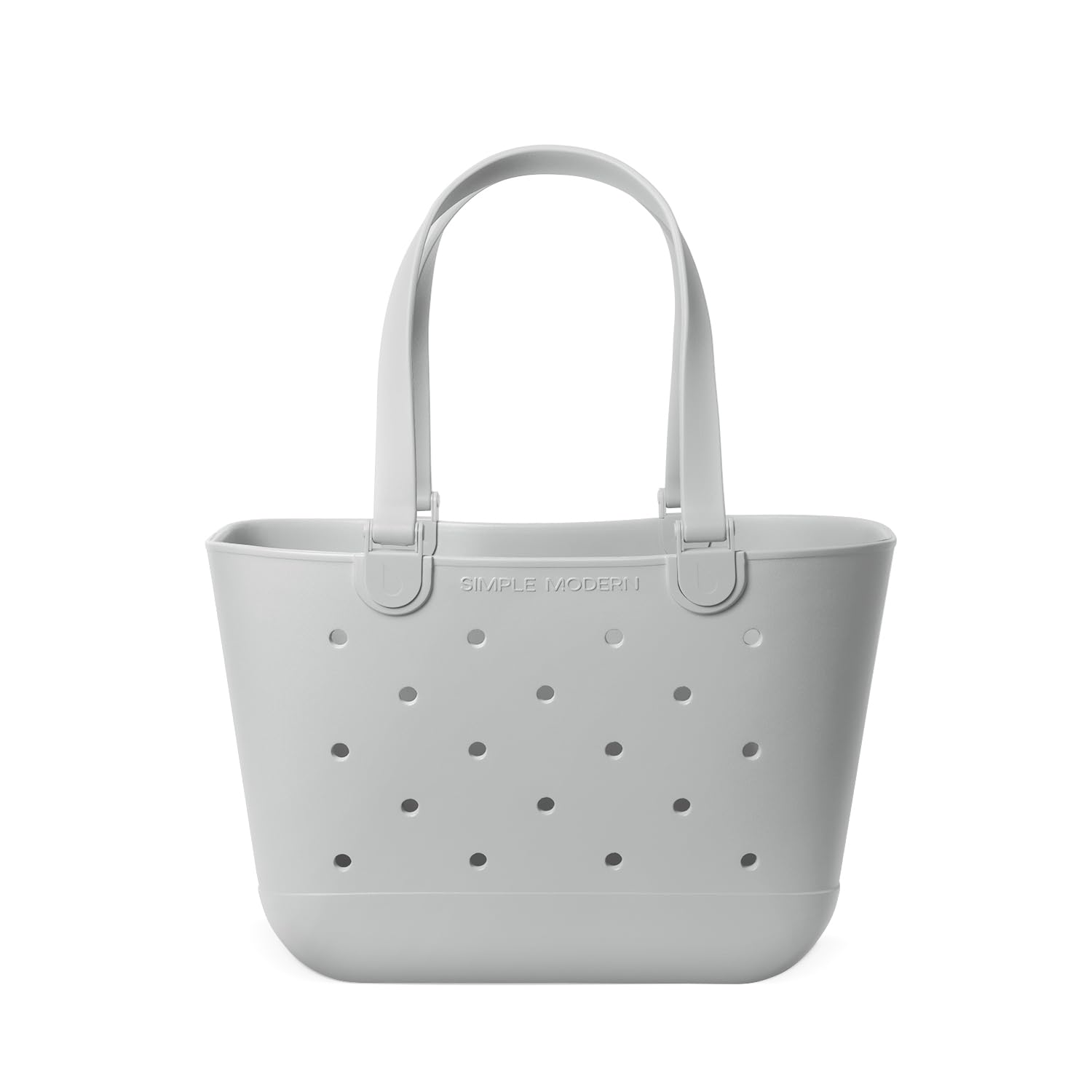 Simple Modern Large Beach Bag | Waterproof Getaway Rubber Tote with Zipper Pocket for Travel, Pool, Boat, Groceries, Sports | Ice Gray