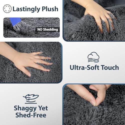 LNZHAO Rugs Living Room - 160x230cm Large Rug for Living Room - Washable Rug Super Soft Fluffy Shaggy Rugs Suit for Bedroom Dorm Nursery Kids Room Lounge Office Home Decor - Anti-Slip Backing Carpets - Image 2