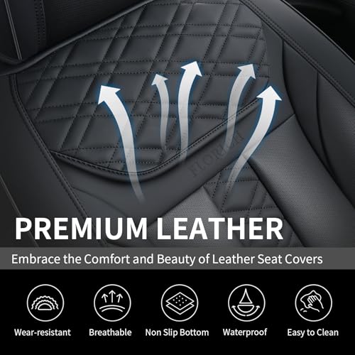 Image of FLORICH Seat Covers, Atomutive Car Seat Covers Full Sets, Waterproof Seat Cover for Cars, Luxury Leather Universal Seat Cover Accessories Fit for Most Cars SUV Truck Sedans(Black)