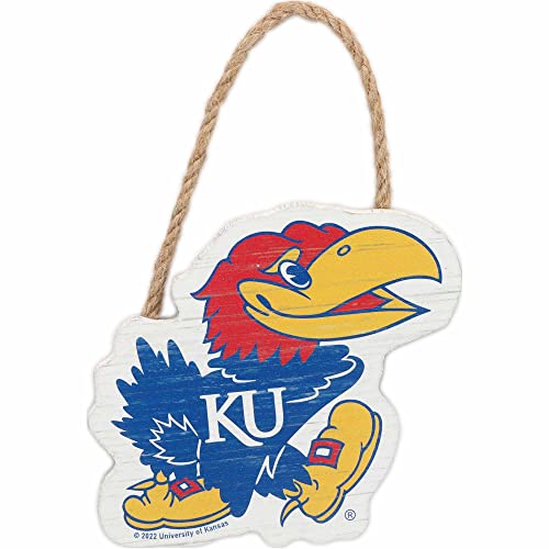 University of Kansas Shaped Hanging Wood Wall Decor - Small KU Jayhawk Decoration - Great Gift Idea