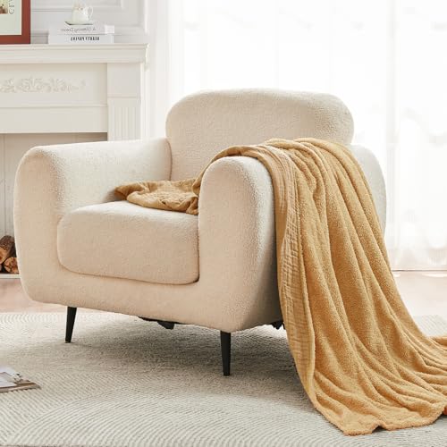EMME Muslin Cotton Fleece Twin Blanket Reversible - 60"*80" Beige Soft Warm Throw Blankets for Couch Bed Picnic Travel Bed