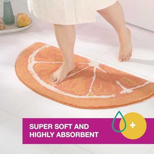 Tapis de bain orange absorbant antidérapant et lavable en machine 88cm