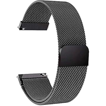 Pulseira Magnética Metal Premium 20mm Compatível Amazfit Samsung Galaxy [Coronitas Acessorios] (Preto)