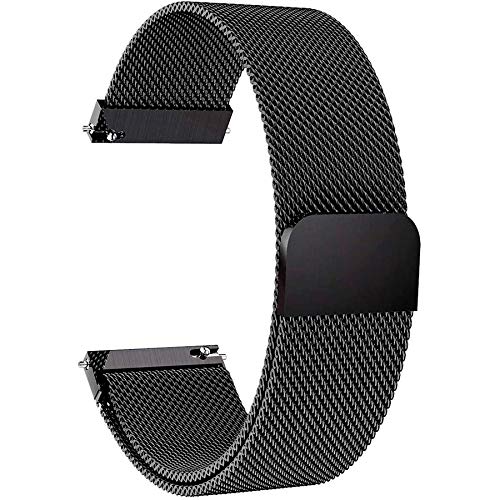 Pulseira Magnética Metal Premium 20mm Compatível Amazfit Samsung Galaxy [Coronitas Acessorios] (Preto)
