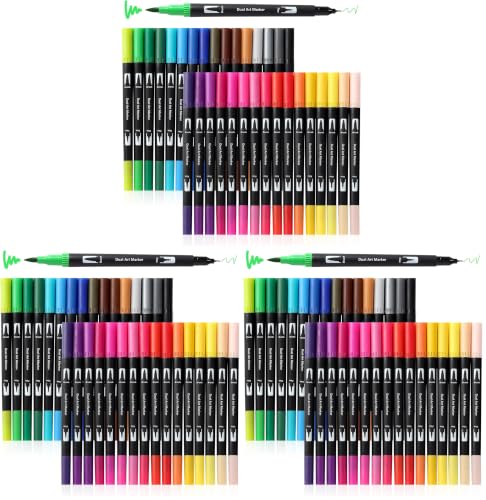 Image of Peablce Art Markers Brush Pen Markers for Adult Coloring 32 Colored Pens (Pack of 3)