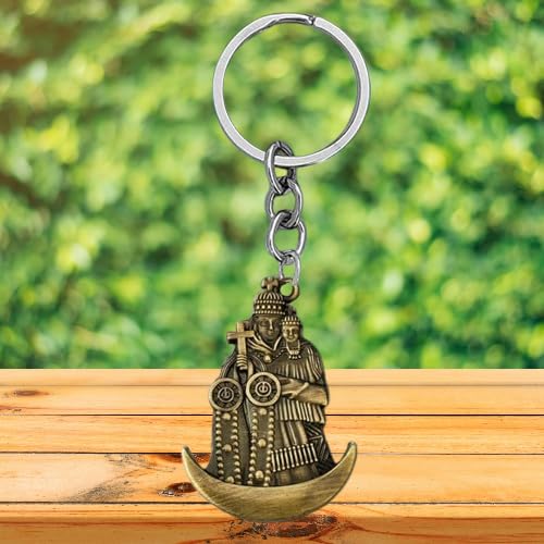 Porte-clés en métal bronze Saint Christophe et Jésus en taille M marron - 7