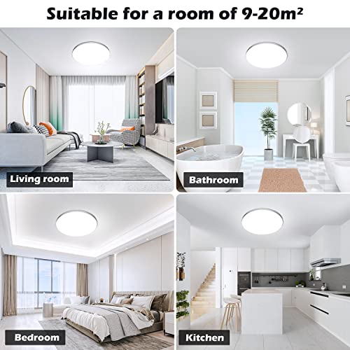Miniatura 7 de Ouila Plafon Led Techo, 24w 2000lm 6500k Lampara Techo, Ip44 Ø28cm Plafones Para Techo Led Lampara Led Techo Dormitorio Cocina Pasillo Baño Sala