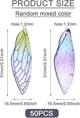 Miniatura 4 de Craftdady Dijes de alas de mariposa de resina, colgantes de alas de hada de insectos, lindos animales, colgantes de hongos, dijes degradados de cola